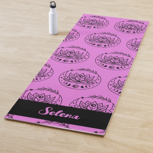 Double Sided Lotus Flower Moon Phase Yoga Mat