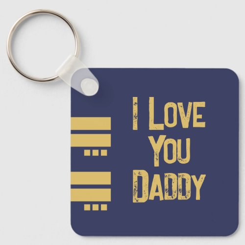 Double sided love daddy add name navy gold photo keychain