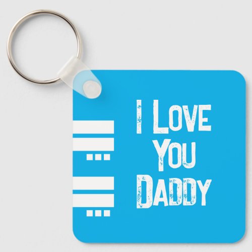 Double sided love daddy add name white blue photo keychain