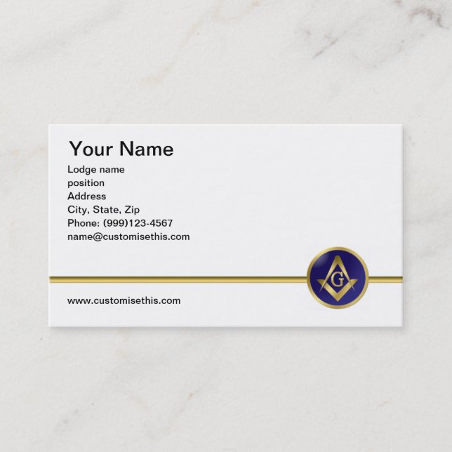 Double sided Masonic business card (Front)