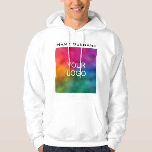 Double Sided Mens White Hoodie Business Logo