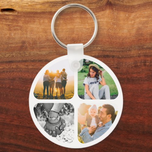 Double Sided Metal 8 Photos Circle Keychain