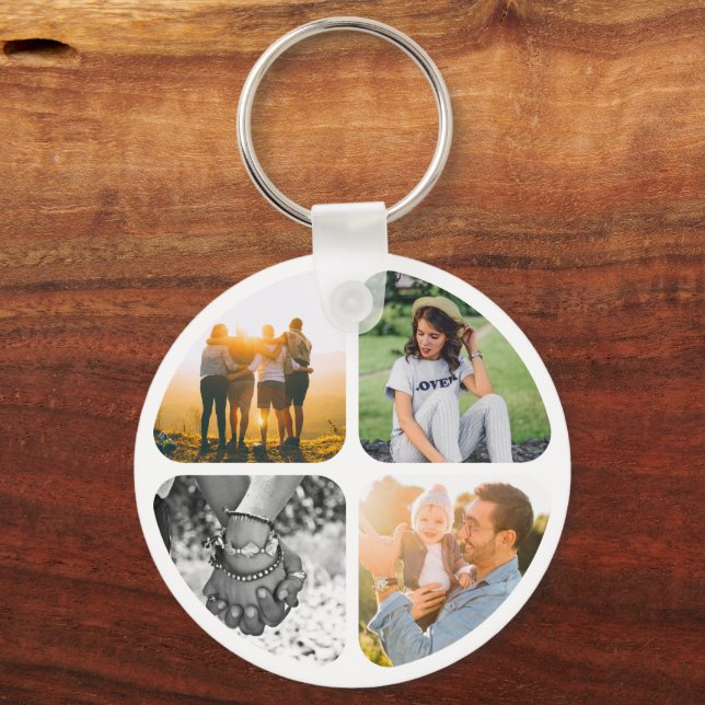 Double Sided Metal 8 Photos Circle Keychain (Front)