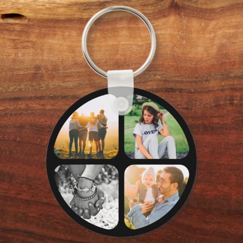Double Sided Metal 8 Photos Circle Keychain