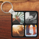 Double Sided Metal 8 Photos Square Keychain<br><div class="desc">Personalized 8 square photo template with rounded black frame key chain.</div>
