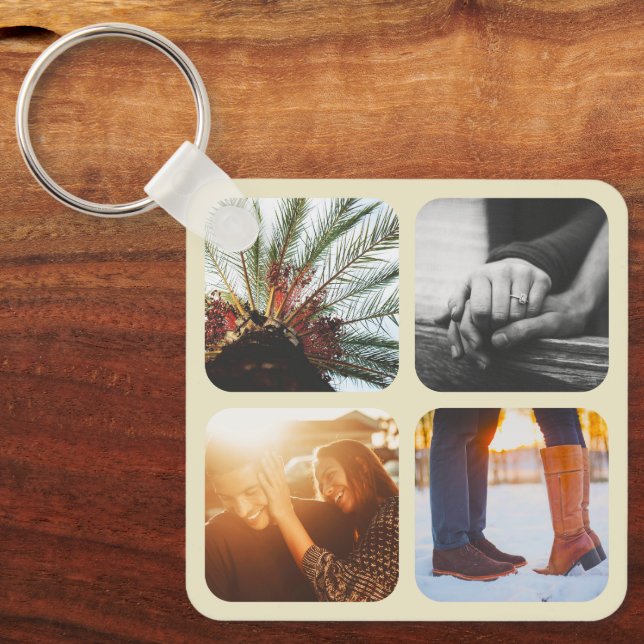 Double Sided Metal 8 Photos Square Keychain (Front)