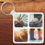 Double Sided Metal 8 Photos Square Keychain<br><div class="desc">Personalized 8 square photo template with rounded white frame key chain.</div>