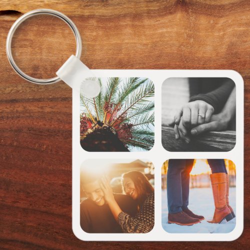 Double Sided Metal 8 Photos Square Keychain