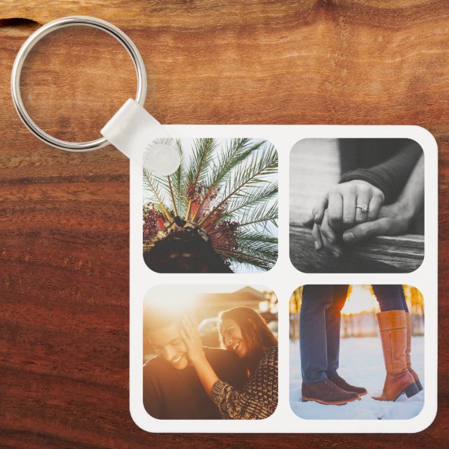 Double Sided Metal 8 Photos Square Keychain (Front)