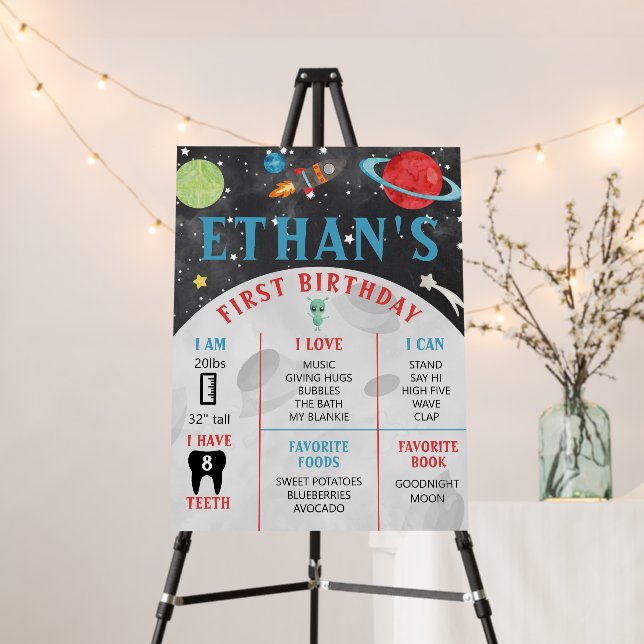 Double Sided Milestone Space Birthday and Favors Foam Board (In Situ (Stand))
