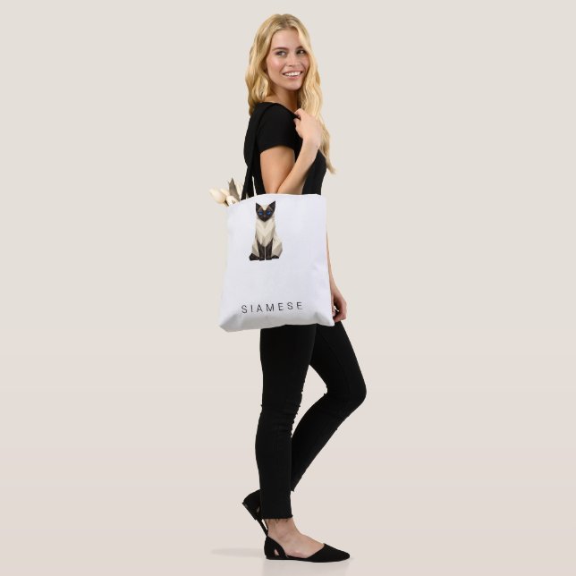 Double-Sided Minimalist Geometric Siamese Cat Tote Bag (On Model)