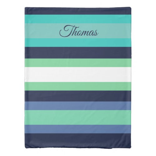 Double_sided mint green teal navy blue custom duvet cover