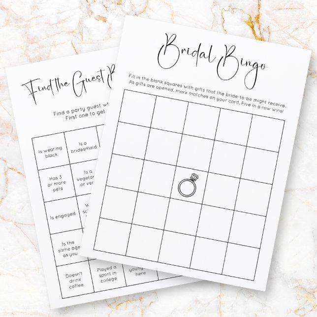 Double Sided Modern Bridal Shower Bingo Game (Creator Uploaded)
