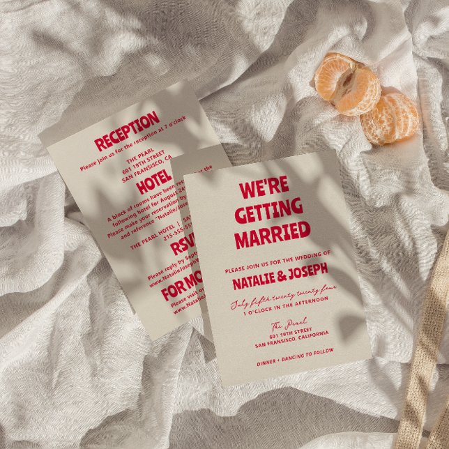 Double Sided Modern Colorful Retro Bold Wedding Invitation (Creator Uploaded)