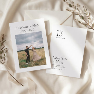 Double Sided Modern Photo Wedding Save the Date Invitation