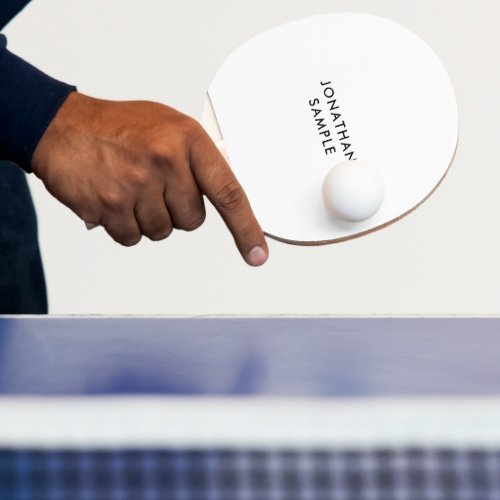 Double Sided Modern Simple Design Names White Ping Pong Paddle