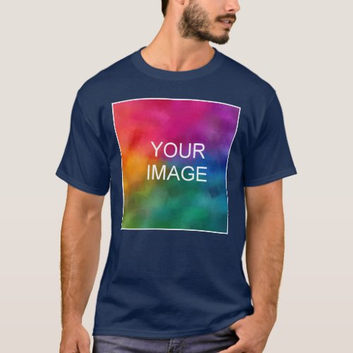Double Sided Navy Blue Add Your Image Logo Mens T_Shirt