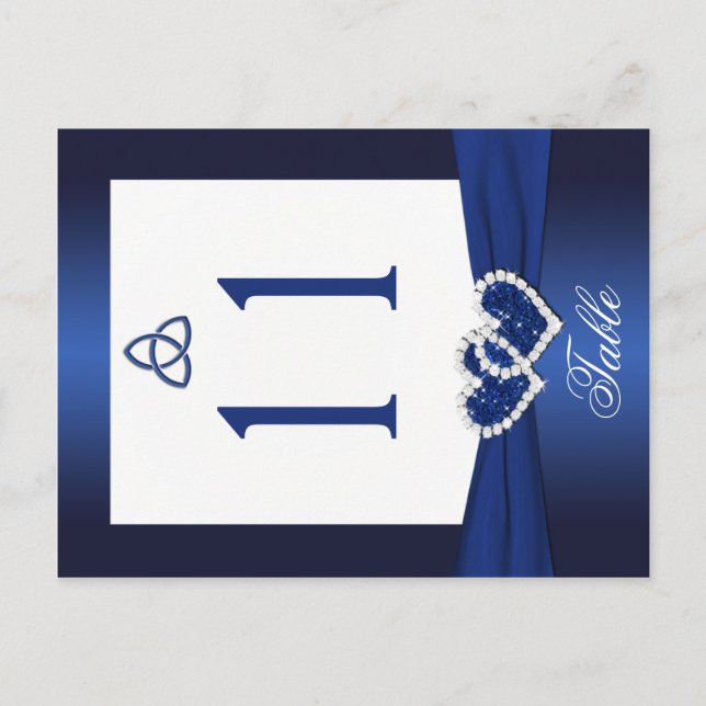 Double-sided Navy Blue and White Table Number (Front)