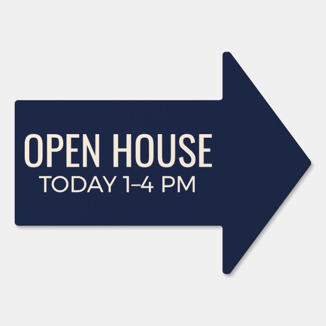 Double-Sided Navy Open House Arrow Directional Sign (Back)