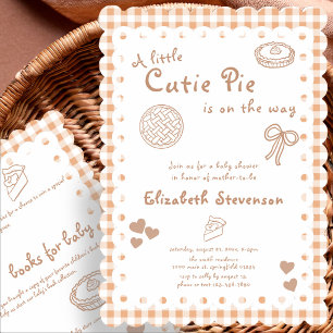 Double Sided Orange Gingham Cutie Pie Baby Shower Invitation