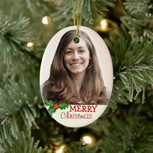 Double-Sided Oval Christmas Photo Ornament