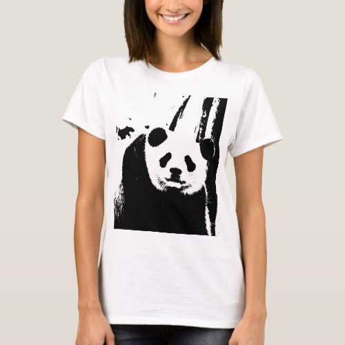 Double_Sided Panda Bear Modern Elegant Womens T_Shirt