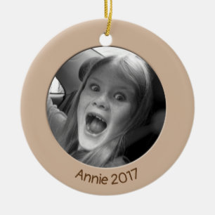 Double Sided Peach 2 x Custom Photo and Text Ceramic Ornament