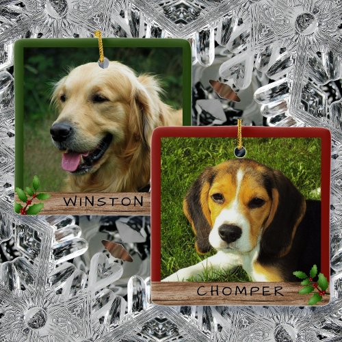 Double Sided Pet Photos Names Ceramic Ornament