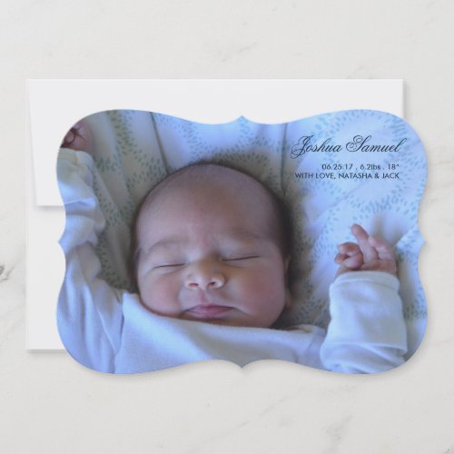 Double Sided Photo Birth Announcement for Boy