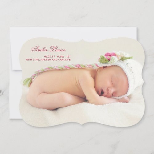 Double Sided Photo Birth Announcement for Girl