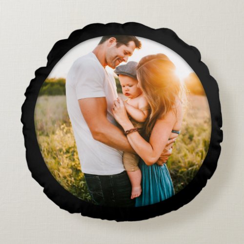 Double Sided Photo Black Frame Shadow Round Pillow