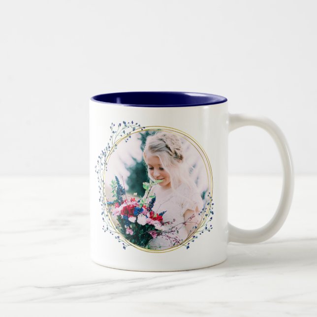 Double Sided Photo Floral Frame Coffee Mug (Right)