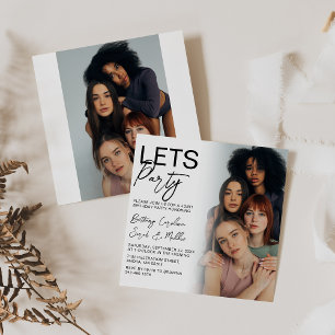 Double Sided Photo Group Birthday Party Invitation