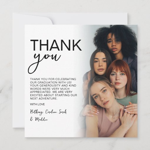 Double Sided Photo Group Graduation Party Thank You Card | Zazzle