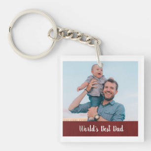 Double-Sided Photo World's Best Dad Keychain