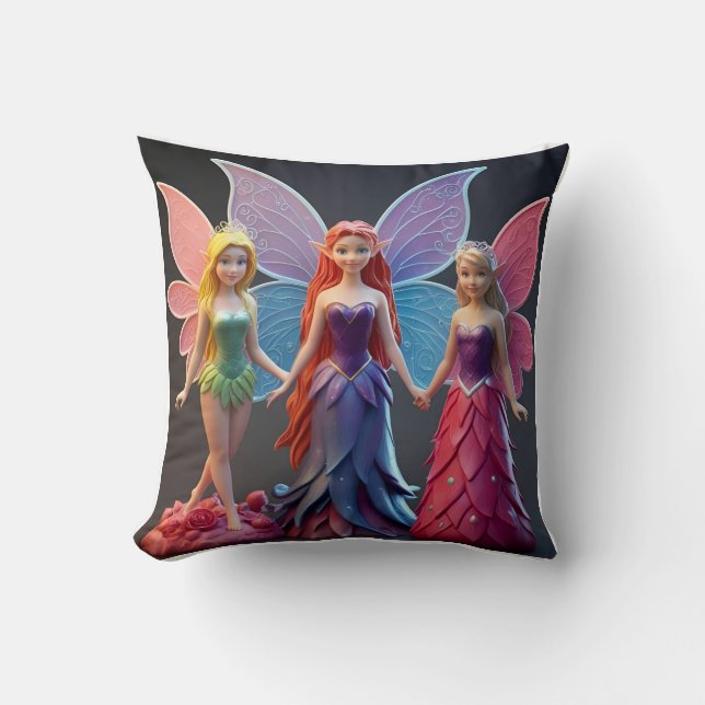 Double-Sided Pillow: Whimsical Fairy Queen Throw Pillow (Front)
