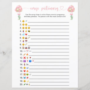 Double Sided Pink Balloons Emoji Pictionary Game