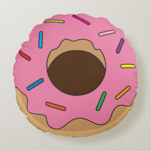 Double sided Pink/Chocolate Donut Round Pillow