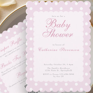 Double Sided Pink Dots Baby Shower Invitation 
