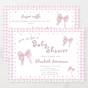 Double Sided Pink Gingham Baby Shower Invitation
