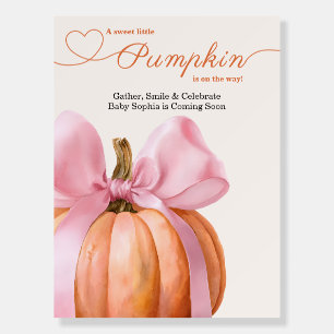Double-Sided Pink Pumpkin Baby Shower Welcome Sign