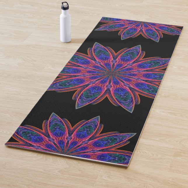 Double-Sided Pink & Teal Lotus Mandala Yoga Mat (In Situ)