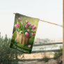 Double Sided Pink Tulips in Basket  House Flag