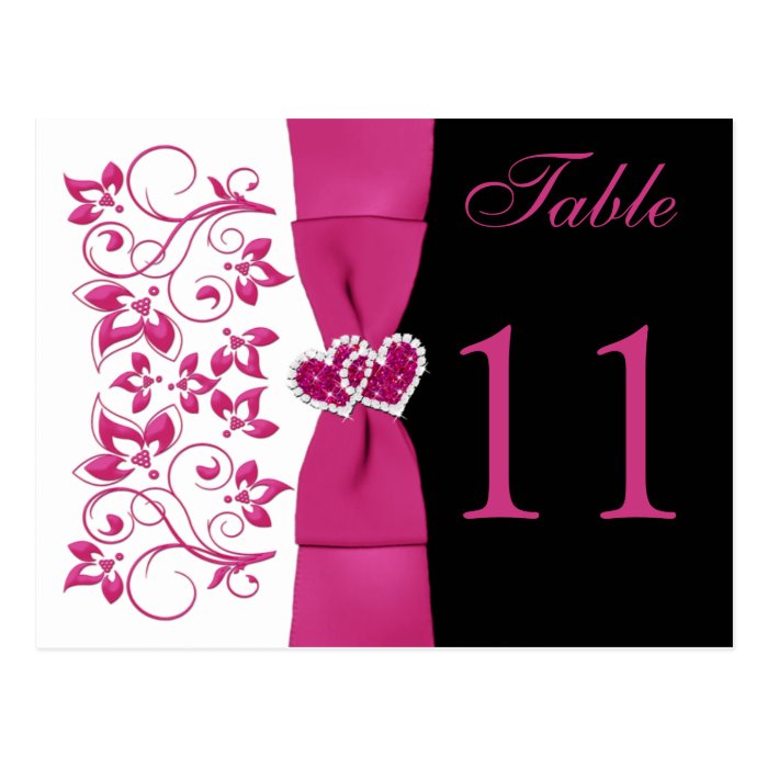 Double sided Pink, White, Black Table Number Card Post Card