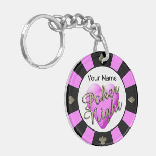 Double Sided Poker Chip Key Chain