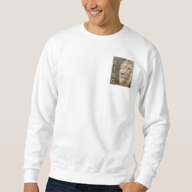 Double Sided Pop Art Lion Head Modern Elegant Mens Sweatshirt (Front)