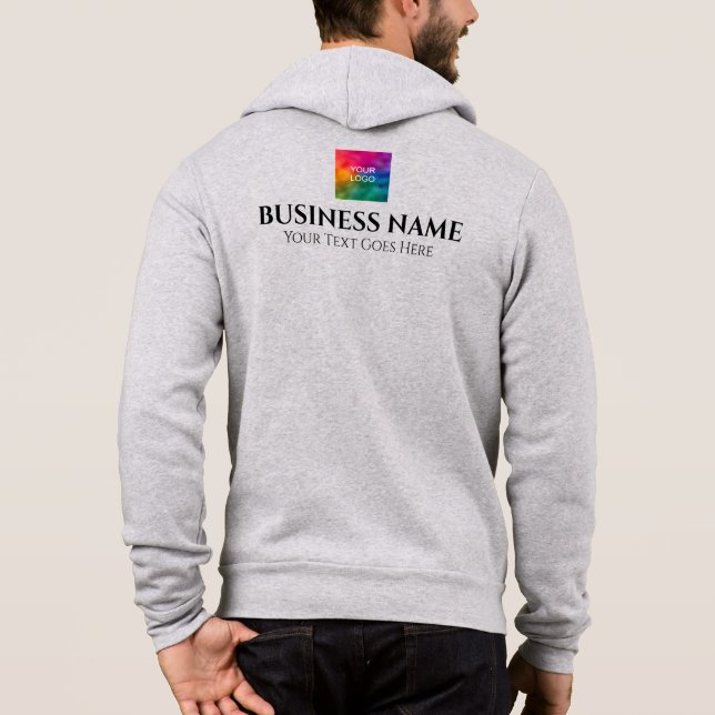 Double-Sided Print Business Company Logo Mens Grey Hoodie (Back)
