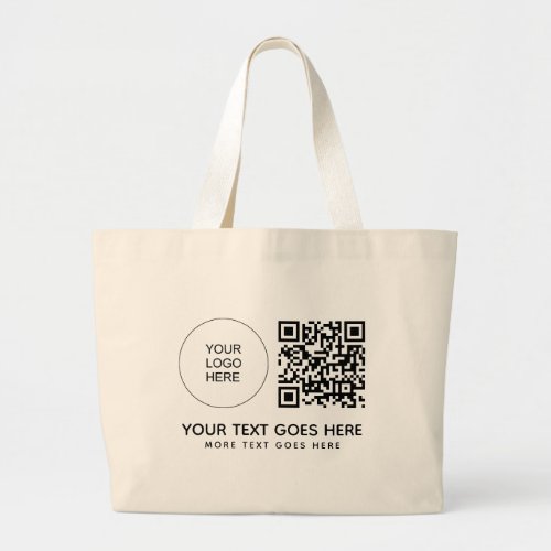 Double Sided Print Company Logo QR Code Barcode Large Tote Bag
