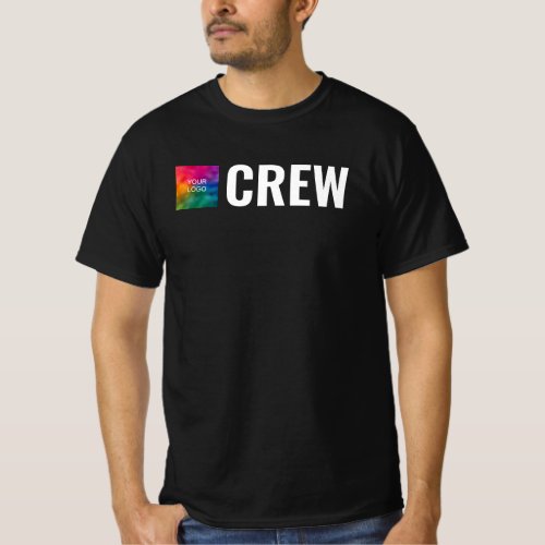 Double Sided Print Custom Mens Staff Crew Black T_Shirt