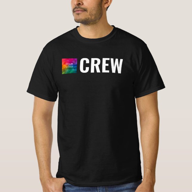 Double Sided Print Custom Mens Staff Crew Black T-Shirt (Front)
